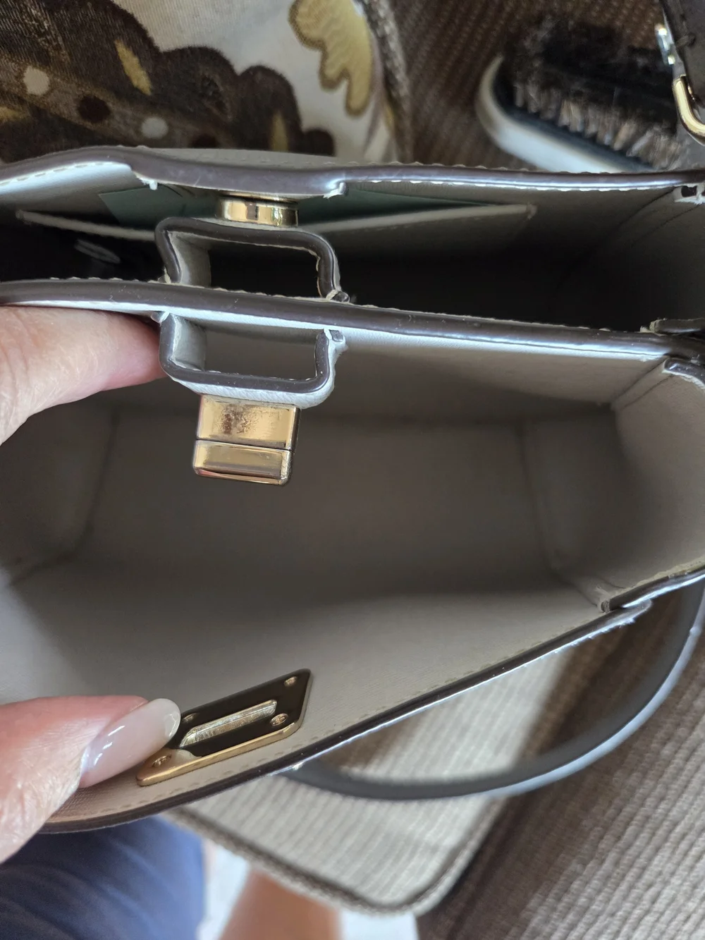 Kate Spade Top-Handle Women's Handbag in Gray with Gold Hardware